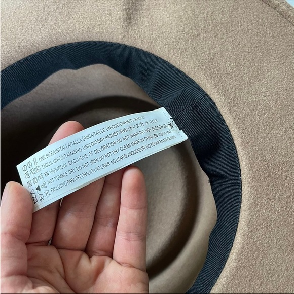 100% Wool boater Hat tan vintage style brown wide brim - Picture 3 of 8